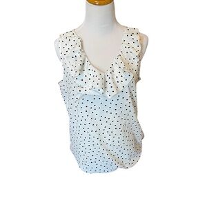 Loft Polka Dot Sleeveless Top - Black and White